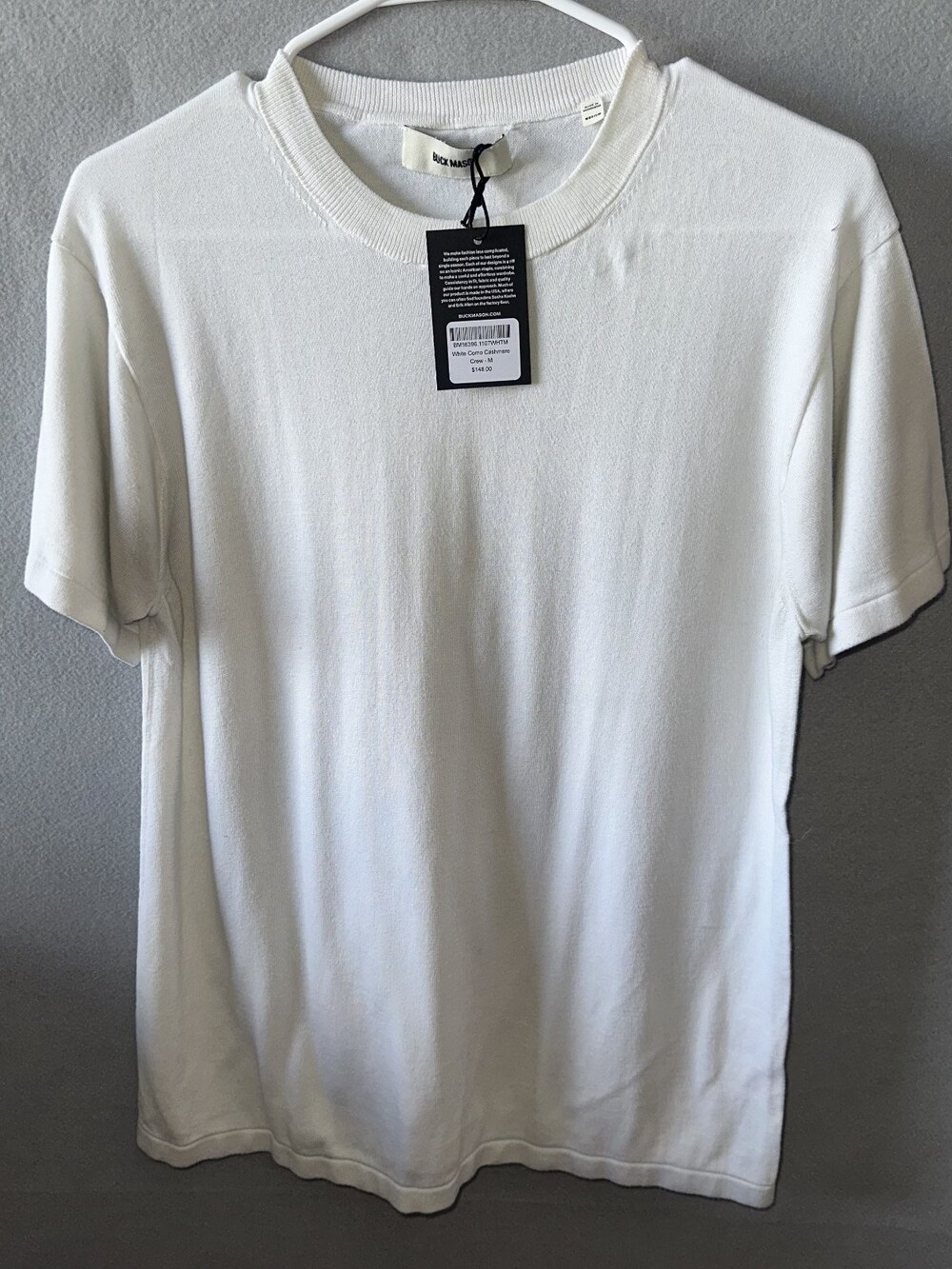 Buck Mason Como Cashmere Tee White Men's Sz Medium MSRP $148 NWI [CA15]